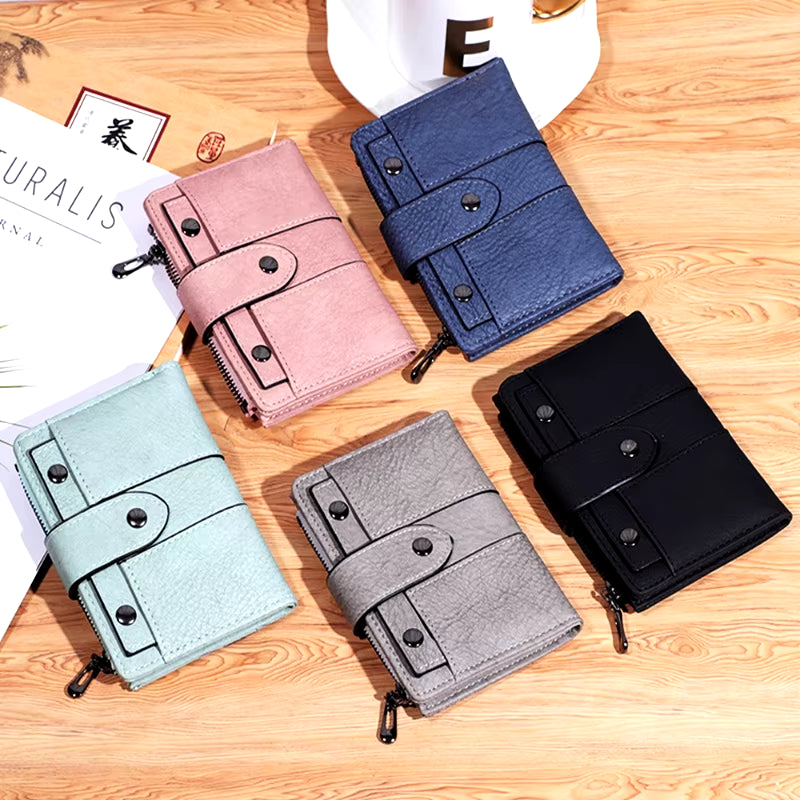 Women Wallet Simple Retro Rivets Short Wallet Coin Purse Card Holders Handbag for Girls Purse Small Wallet Ladies Bolsa Feminina